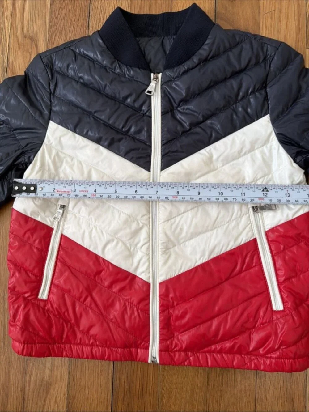 Moncler Kid's Boys Down Quilted Light Puffer Jacket Blue/White/Red Size 6 (Q11)